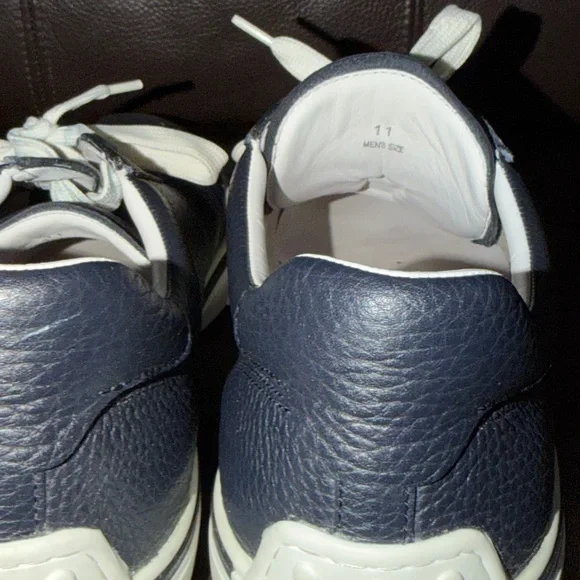 Tod's Blue Leather Sneakers with White Accents